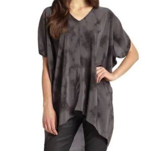 Eileen Fisher "Crystalline' V-Neck Silk Shibori Tunic Size XS Oversized